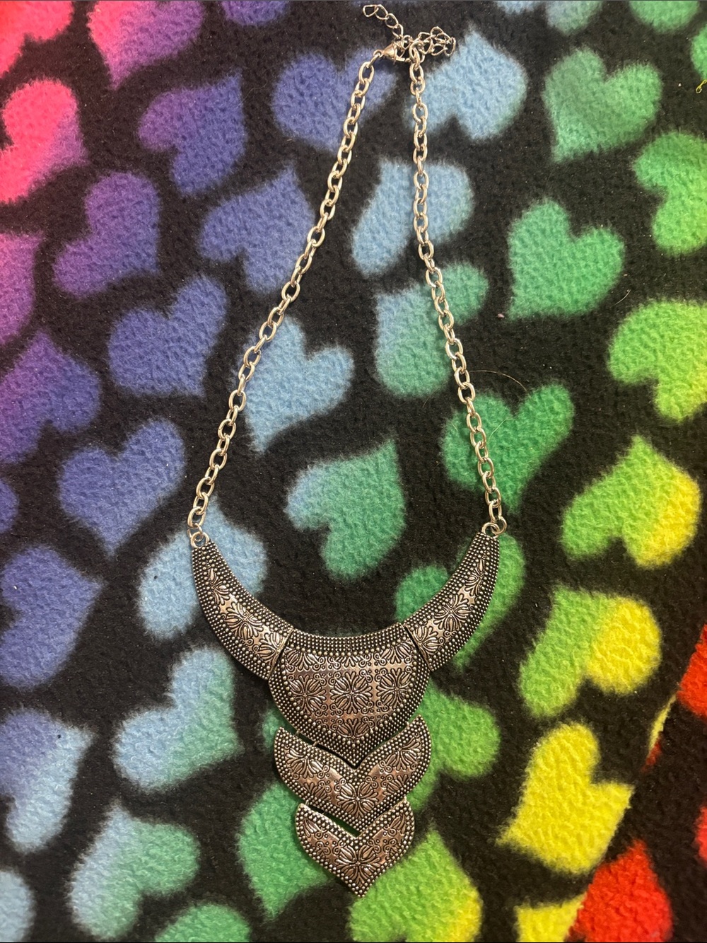 Bohemian Silver-Tone Filigree Statement Necklace - Women Jewelry